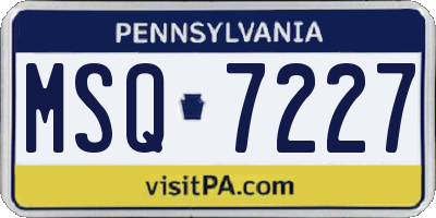 PA license plate MSQ7227