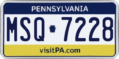 PA license plate MSQ7228