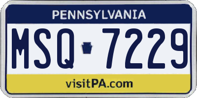 PA license plate MSQ7229
