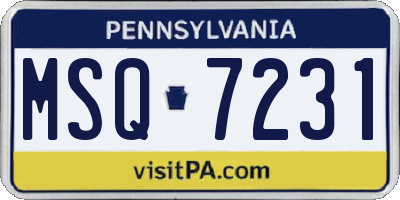 PA license plate MSQ7231