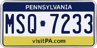 PA license plate MSQ7233