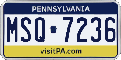PA license plate MSQ7236