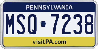 PA license plate MSQ7238