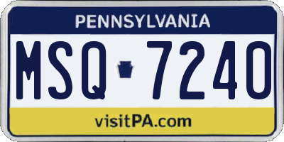 PA license plate MSQ7240