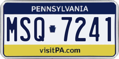 PA license plate MSQ7241