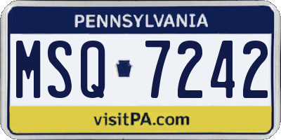 PA license plate MSQ7242