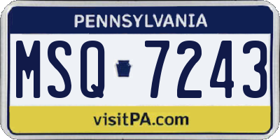 PA license plate MSQ7243