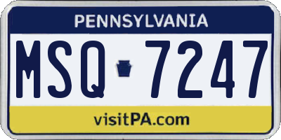 PA license plate MSQ7247