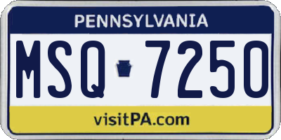 PA license plate MSQ7250
