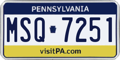 PA license plate MSQ7251
