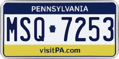 PA license plate MSQ7253