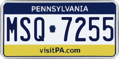 PA license plate MSQ7255