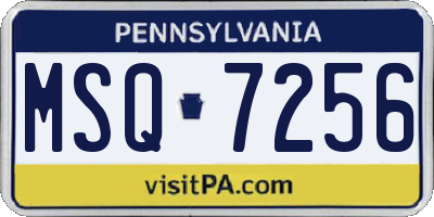 PA license plate MSQ7256