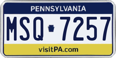 PA license plate MSQ7257