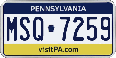PA license plate MSQ7259