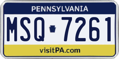 PA license plate MSQ7261