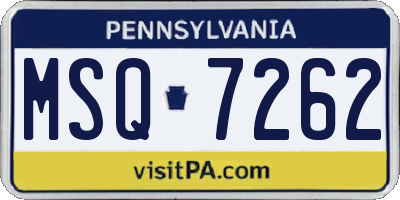 PA license plate MSQ7262