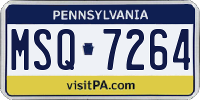 PA license plate MSQ7264