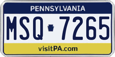 PA license plate MSQ7265