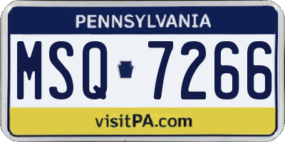 PA license plate MSQ7266