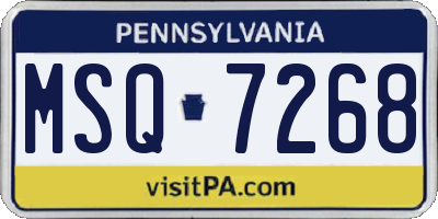 PA license plate MSQ7268