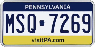 PA license plate MSQ7269