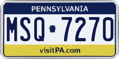 PA license plate MSQ7270