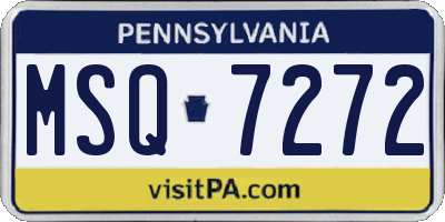 PA license plate MSQ7272