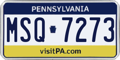PA license plate MSQ7273