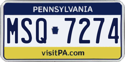 PA license plate MSQ7274