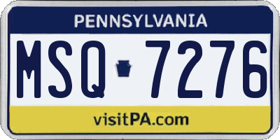 PA license plate MSQ7276
