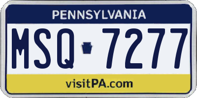 PA license plate MSQ7277