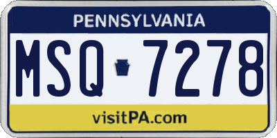 PA license plate MSQ7278