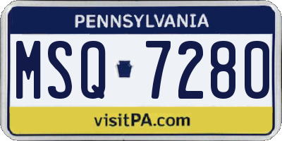 PA license plate MSQ7280