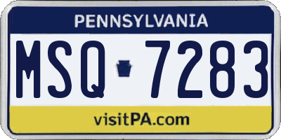 PA license plate MSQ7283