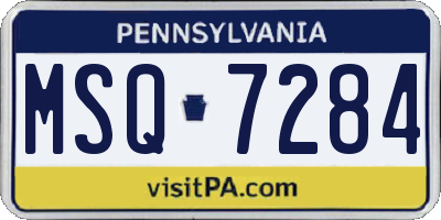 PA license plate MSQ7284
