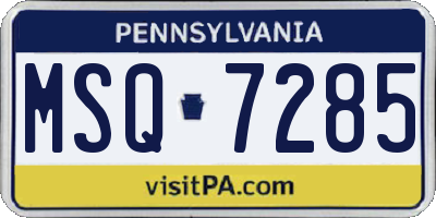PA license plate MSQ7285