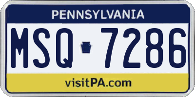 PA license plate MSQ7286