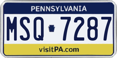 PA license plate MSQ7287
