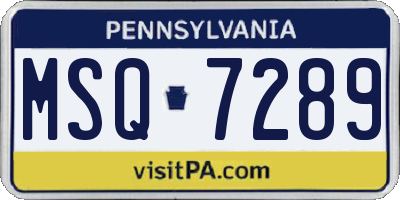 PA license plate MSQ7289