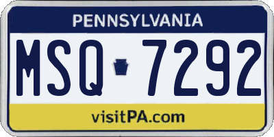 PA license plate MSQ7292