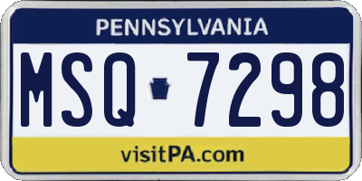 PA license plate MSQ7298