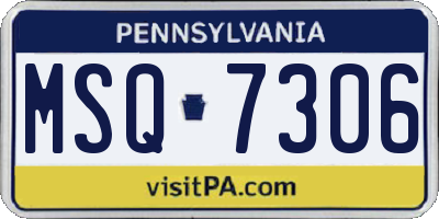 PA license plate MSQ7306