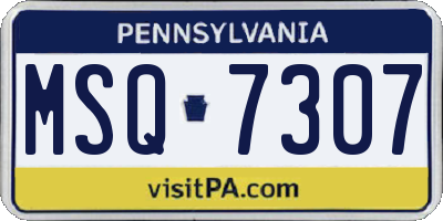 PA license plate MSQ7307