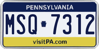 PA license plate MSQ7312