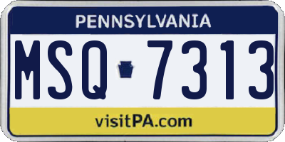 PA license plate MSQ7313
