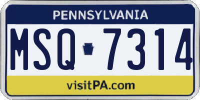 PA license plate MSQ7314