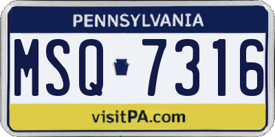 PA license plate MSQ7316