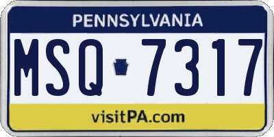 PA license plate MSQ7317