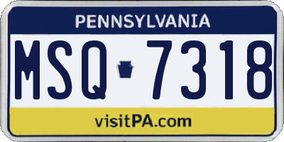 PA license plate MSQ7318